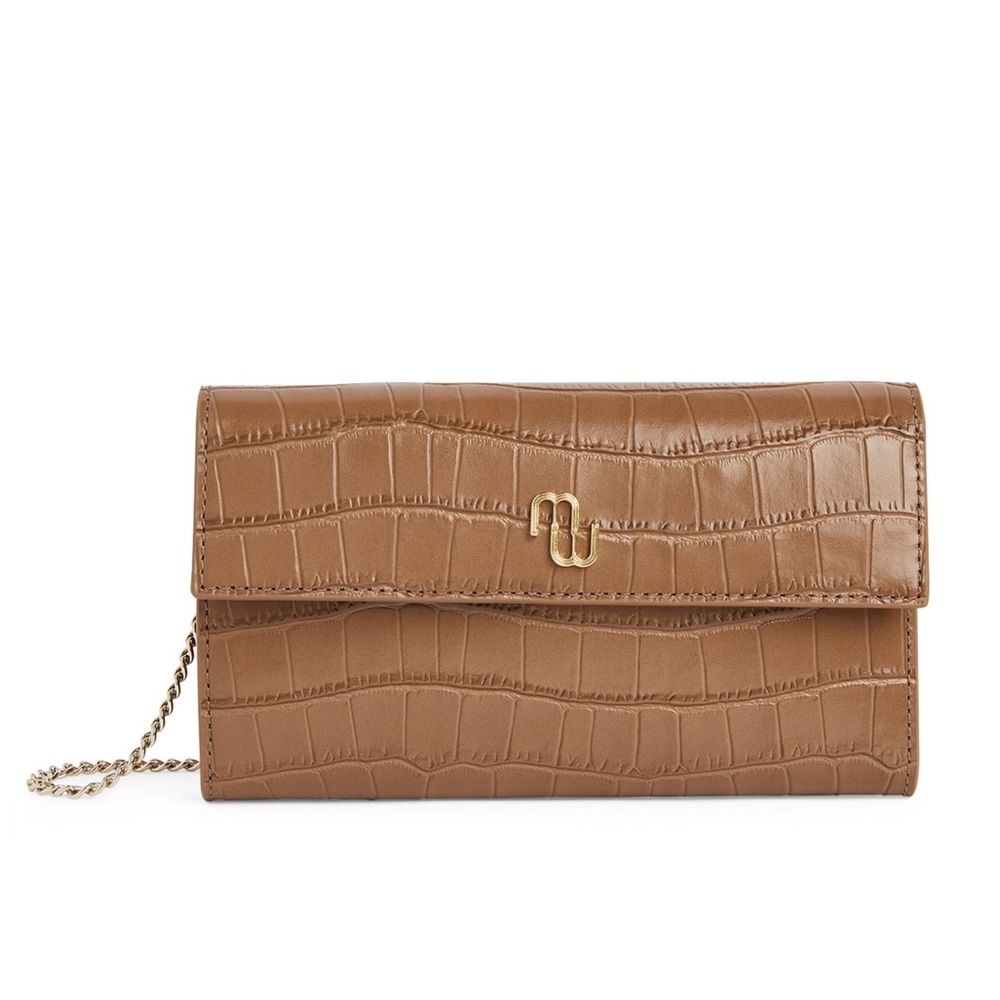 NEW ⚡️ MAJE Croc-Embossed Leather Wallet on Chain